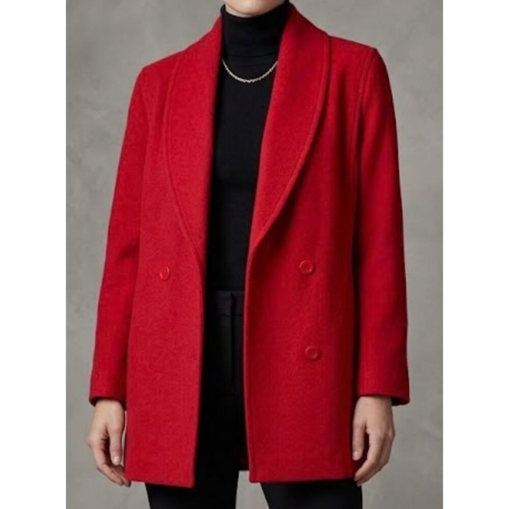 Stephanie Mathews 100% Wool Coat Women's Petite 8P 30 Inch Length